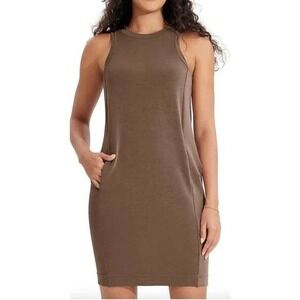 Ododos Womens Brown Sleeveless Tank Dress Size XL Pockets‎ Stretch Athleisure